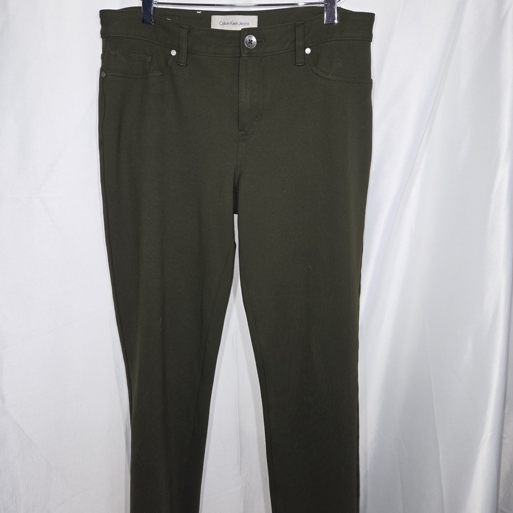 Calvin Klein Jeans Green Stretch Leggings Size 10 - Picture 4 of 9